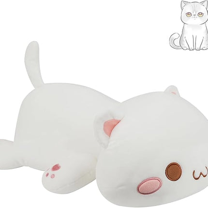 AFAN Cat Plush Toy, 19.6in Soft Kitten Doll, White Kawaii Anime Plush Cute Stuffed Animal for Kids Girls Boys
