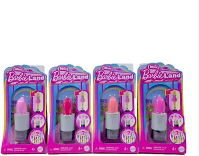 Barbie Mini BarbieLand Fashionistas Dolls, 1.5-inch Dolls in Lipstick Tube, Surprise Reveal (Styles May Vary) - Pack of 4
