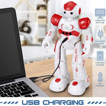 KingsDragon RC Robot Toys for Kids, Gesture & Sensing Programmable Remote Control Smart Robot for Age 3 4 5 6 7 8 Year Old Boys Girls Birthday Gift Present,Red