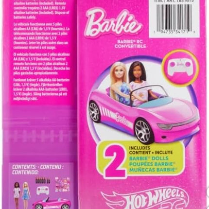 Hot Wheels Remote Control Barbie Convertible Car with 2 Dolls