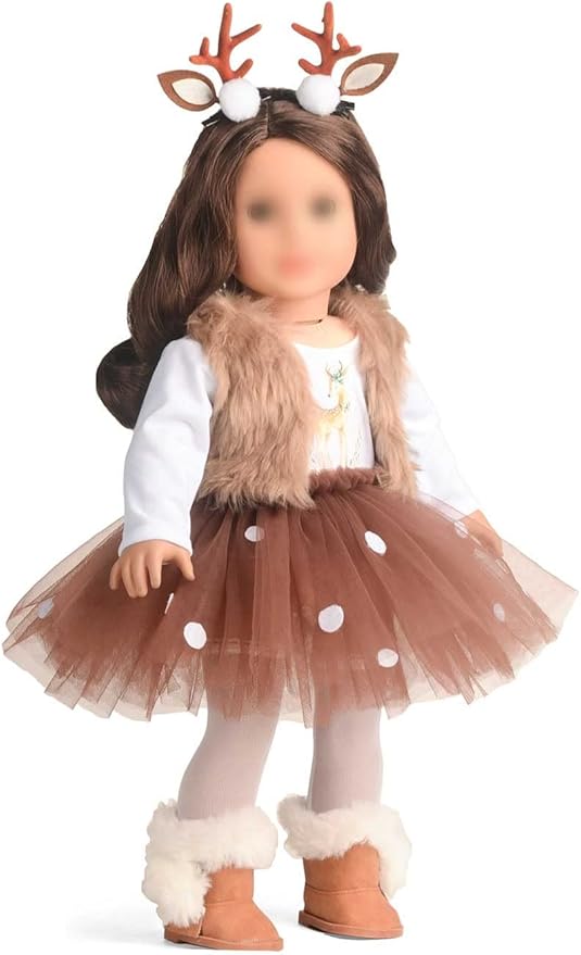 18 Inches Doll Clothes Christmas Deer Costume Tutu Dress fits 18 Inch Doll