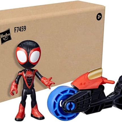 Spidey and His Amazing Friends Miles Morales Action Figure with Toy Motorcycle, Preschool Toys, Ages 3 and Up