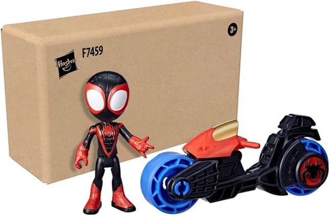 Spidey and His Amazing Friends Miles Morales Action Figure with Toy Motorcycle, Preschool Toys, Ages 3 and Up