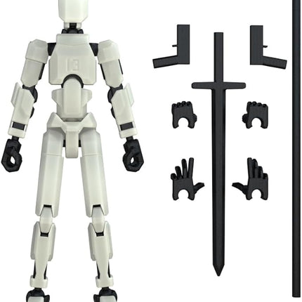 MerryXD T13 3D Action Figure,Assembly Completed Dummy Nova Titan Lucky 13 Action Figure 3D Printed Multi-Jointed Movable Toy Grow in The Dark White