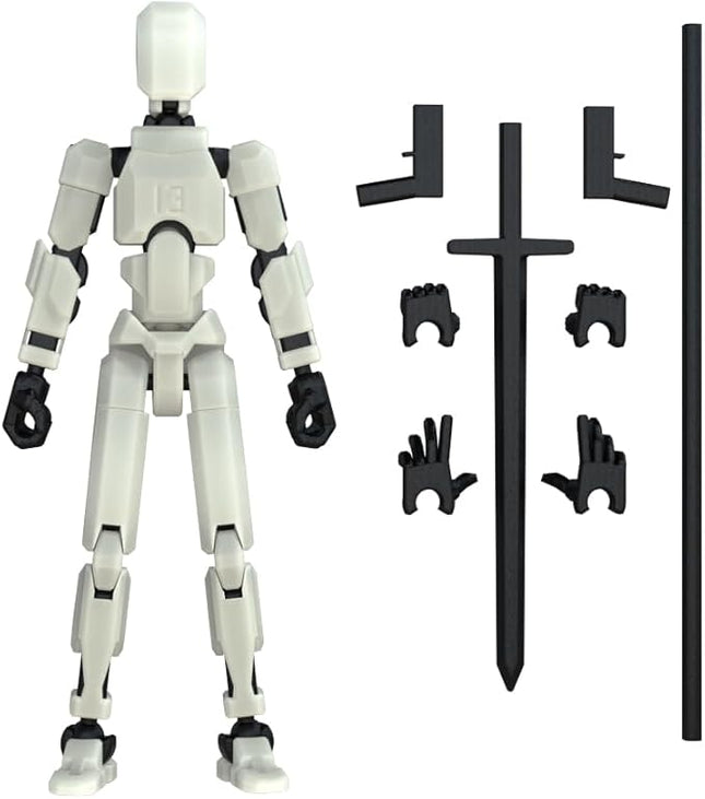 MerryXD T13 3D Action Figure,Assembly Completed Dummy Nova Titan Lucky 13 Action Figure 3D Printed Multi-Jointed Movable Toy Grow in The Dark White