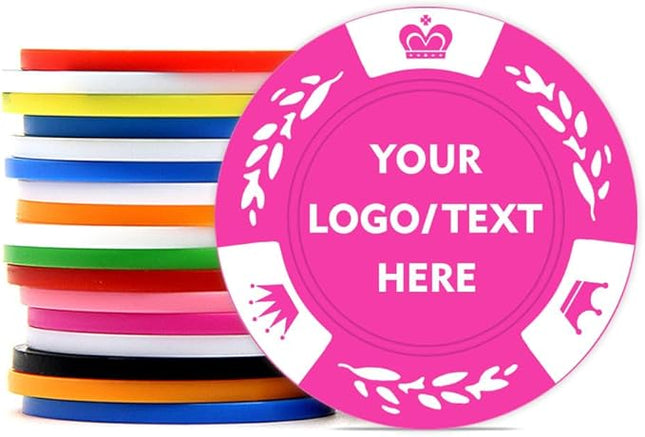 100 Personalized Poker Chips, Print with Your Text and Logo, Suitable for Corporate Event, Poker Night, Card Club, Board Game, Party