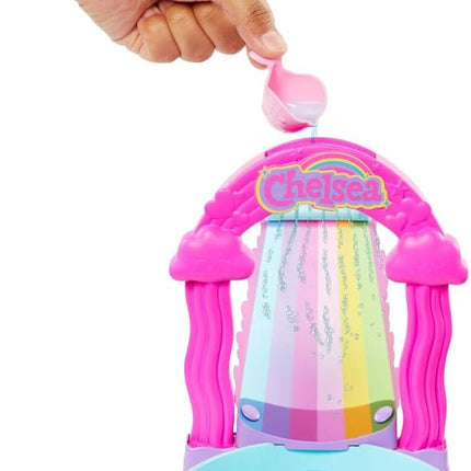 Barbie HTK39 Rainbow Water Slide Set with Chelsea Doll and Puppy, Height 20 cm, Accessories Included, Children's Toy, from 3 Years,