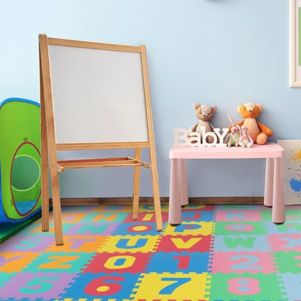 Kids' 96-Piece Foam Floor Alphabet and Numbers Puzzle Play Mat for Babies and Toddlers - Interlocking Tile Game by Trademark Games (Multicolored)
