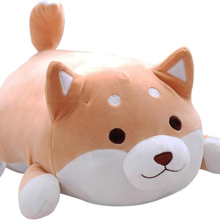 Shiba Inu Dog Plush Pillow, Soft Cute Corgi Stuffed Animals Doll Toys Gifts for Valentine, Christmas, Birthday, Bed, Sofa Chair (Brown Round Eye, 21.3in)