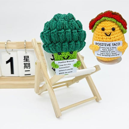 Mom Sister Gifts for Mothers Day Friends Birthday Gift for Women Men, Mini Positive Taco Emotional Inspirational Support Handmade Knitted Crochet Animals Christmas Stocking Idea Cute Desk Decor