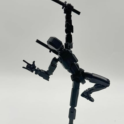 (Assembly Completed) 3D Printed Figure 5.54-inch Dummy13 with Weapon Expansion Set, Full Body Mechanical Movable Toy, Desk Decoration. (Pure Black)
