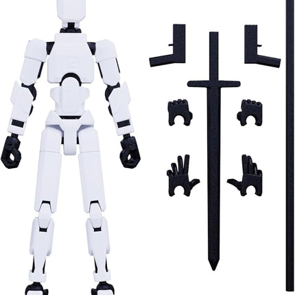 MerryXD T13 3D Action Figure,Assembly Completed Dummy Nova Titan Lucky 13 Action Figure 3D Printed Multi-Jointed Movable Toy White