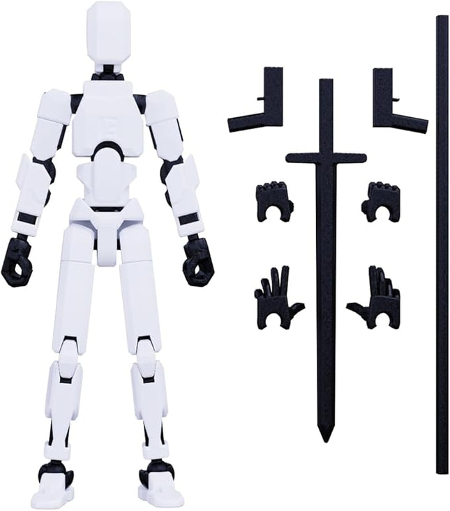 MerryXD T13 3D Action Figure,Assembly Completed Dummy Nova Titan Lucky 13 Action Figure 3D Printed Multi-Jointed Movable Toy White