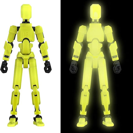 MerryXD T13 3D Action Figure,Assembly Completed Dummy Nova Titan Lucky 13 Action Figure 3D Printed Multi-Jointed Movable Toy Grow in The Dark Yellow