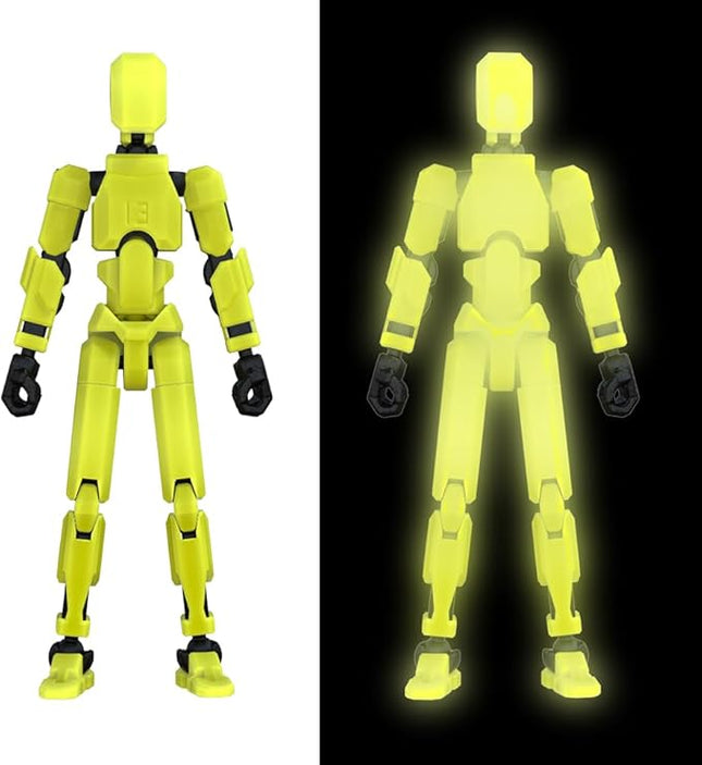 MerryXD T13 3D Action Figure,Assembly Completed Dummy Nova Titan Lucky 13 Action Figure 3D Printed Multi-Jointed Movable Toy Grow in The Dark Yellow