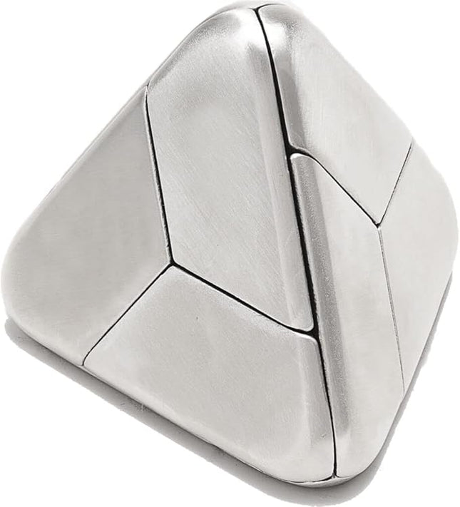 Craighill Tetra Puzzle - Brain Teaser Puzzle for Adults & Kids, 3D Brain Game, Mind-Bending & Satisfying, Aesthetic Home & Office Decor - Stainless Steel