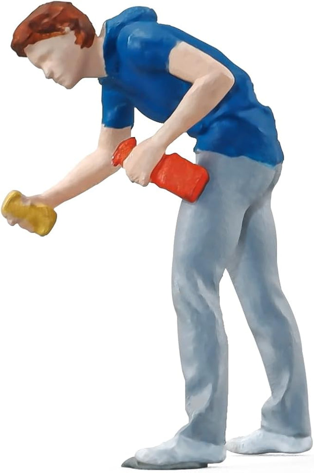Painted Figure 1:64 Scale Mini Model Trains Architectural Plastic People Figures Standing Car Washer Figure Model,Suitable for Miniature Scenes(64189B)