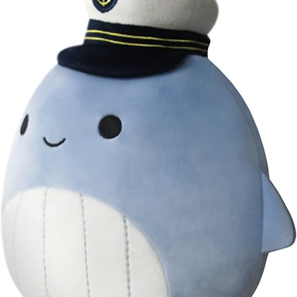 Squishmallows 8-Inch Samir Blue Whale with Sailor Hat - Little Ultrasoft Official Kelly Toy Plush