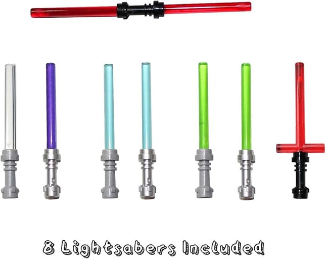 LEGO Star Wars Accessory and Weapons Pack - 8 Lightsabers, 8 Blasters, 2 Display Stands and More