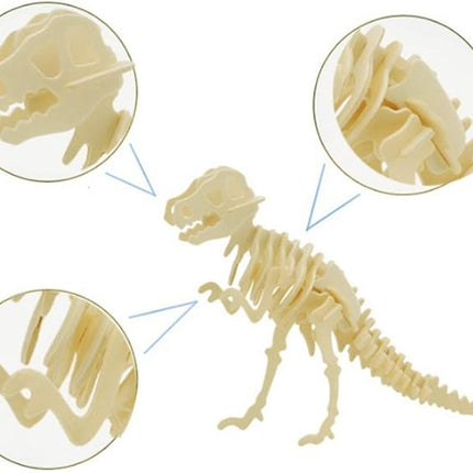 3D Wooden Dinosaur Puzzle - 6 Piece Set Wood Dinosaur Skeleton Model Puzzle - DIY Wooden Crafts 3D Puzzle - STEM Toys Brain Teaser Puzzle Gifts