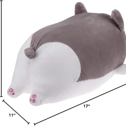 Corgi Dog Plush Pillow, Cute Shiba Inu Corgi Butt Stuffed Animal Toys Gifts for Bed, Valentine, Kids Birthday, Christmas (Gray, 17.3inch)