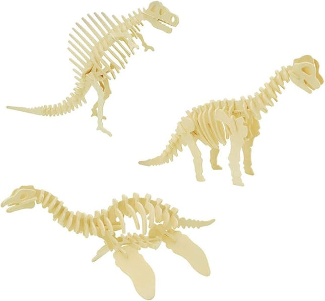 3D Wooden Crafts Puzzle - 3 Piece Set Wood Dinosaur Skeleton Model Puzzle,Wooden Assembly 3D Puzzle Toys,STEM DIY Brain Teaser Puzzle
