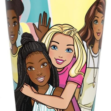 Unique Barbie Birthday Party Supplies Bundle includes 16 Party Paper Cups and 1 Dinosaur Sticker Sheet