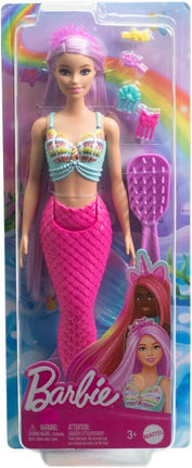 Barbie Mermaid Doll with 7-Inch-Long Pink Fantasy Hair & Colorful Accessories for Styling Play Like Headband & Barrettes