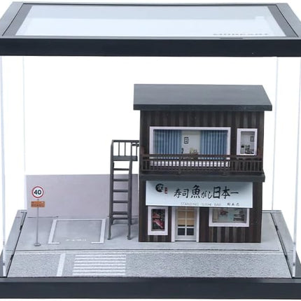 Street Scene Assembly Series 06 Diorama 1:64 Scale with LED Lighting and Acrylic Cover – Diecast Car Display for Hot Wheels, Matchbox, MiniGT – Dimensions: 22x19.5x15.5 cm