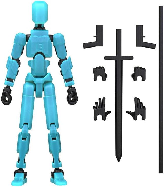 MerryXD T13 3D Action Figure,Assembly Completed Dummy Nova Titan Lucky 13 Action Figure 3D Printed Multi-Jointed Movable Toy Grow in The Dark Blue