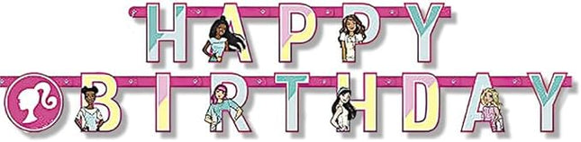 Unique Barbie Happy Birthday Jointed Banner, 6.5" - 1 Count | For Kids Birthdays & Events