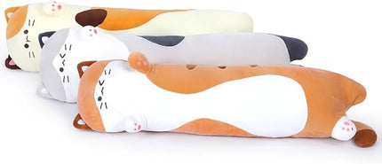 Long Plush Toy Cat Pillow Cute Plush Cat Toy Doll Stuffed Animal Cat Hugging Pillow for Sleeping Gift for Kids and Girls(Beige,110cm/43.3in)