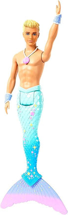 Barbie Dreamtopia Merman Doll, Approx 12-inch with Blue Rainbow Tail and Blonde Hair, for 3 to 7 Year Olds