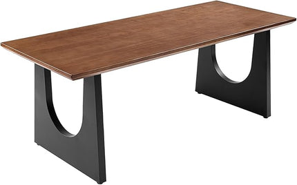 Wooden Executive Office Desk Computer Table Multi-Sized High Cost Performance Stylish Design Metal Legs Versatile Use for Office or Dining Casual Table (Walnut Color, 55.12in)