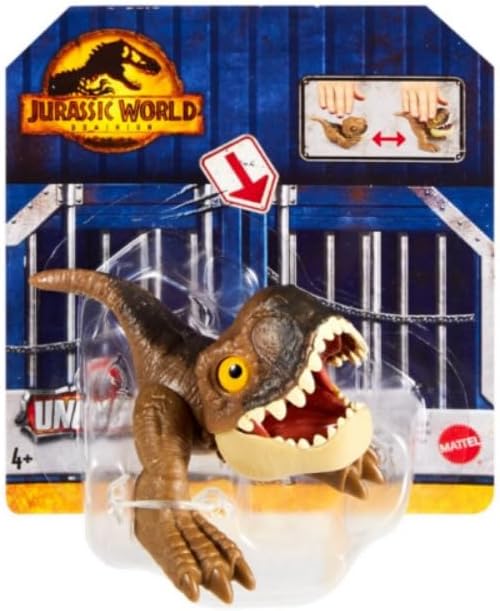 Jurassic World Dominion Uncaged Wild Pop Ups Dinosaur Toys, Collectible Figures, Manually Activated (Brown Tyrannosaurus Rex)