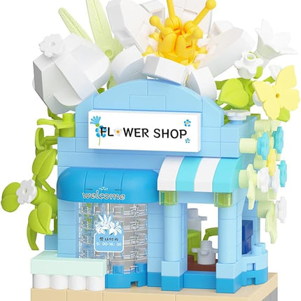 Lilies Mini Flower Shop Building Toy Street City Store View Micro House Toys Festival Blocks Set for Home Decor Gifts
