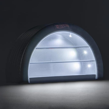 Hot Wheels Display Case Light - Officially Licensed Mattel Merchandise, Light Up Case Holds 8 Cars, Wheel Shaped Wall Mountable or Freestanding, Gift for Collectors