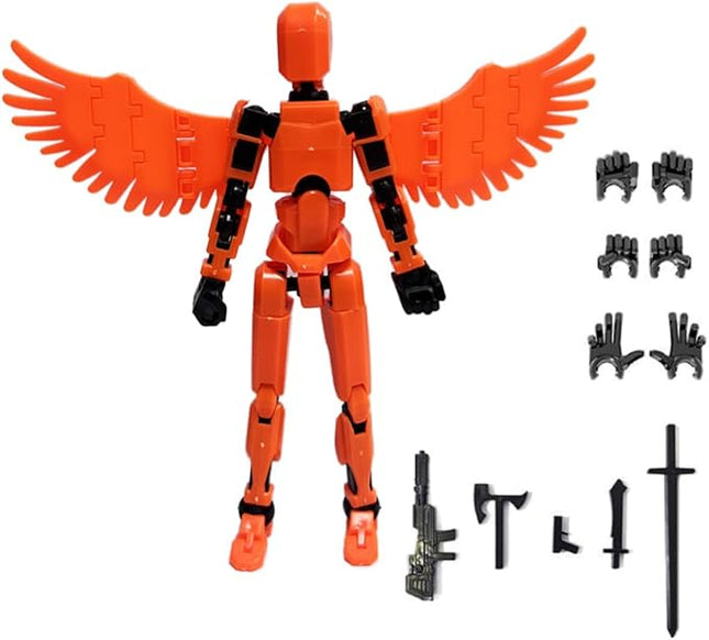 13 Action Figures Se13 Action Figure with Wing Multi-Jointed Movable Toy for Kids(DIY Wing-Orange)