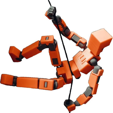 3D Printed Multi Joint Movable Mechanical Doll Model, Toy Design Style, Custom Desktop Ornament (Orange)