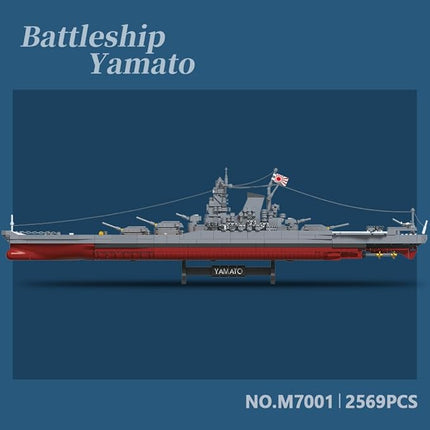 MISINI M7001 1:300 Japanese Yamato Battleship Building Blocks Set, 2569 Pieces WWII Navy Ship MOC Toy, Excellent Battleship Model Building Gift and Collection for Military Enthusiasts and Adults