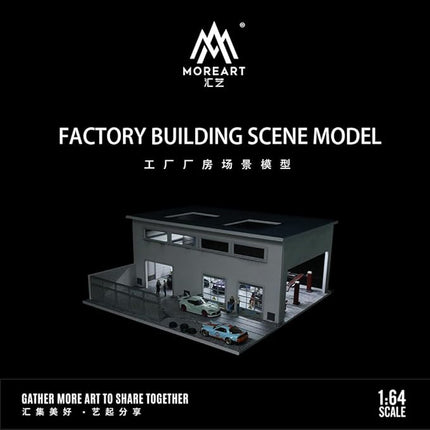 1:64 Scale Diorama Collection with LED Lighting - Includes Factory Building, DTM Light Version Track, Initial D Container, and More, Perfect for Mini GT, Time Micro, Hot Wheels, Tomica Cars (Factory)