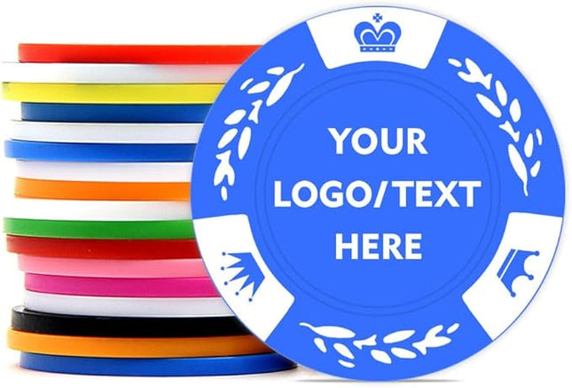 100 Personalized Poker Chips, Print with Your Text and Logo, Suitable for Corporate Event, Poker Night, Card Club, Board Game, Party