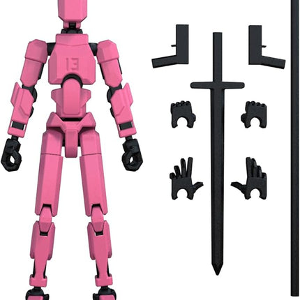 MerryXD T13 3D Action Figure,Assembly Completed Dummy Nova Titan Lucky 13 Action Figure 3D Printed Multi-Jointed Movable Toy Pink