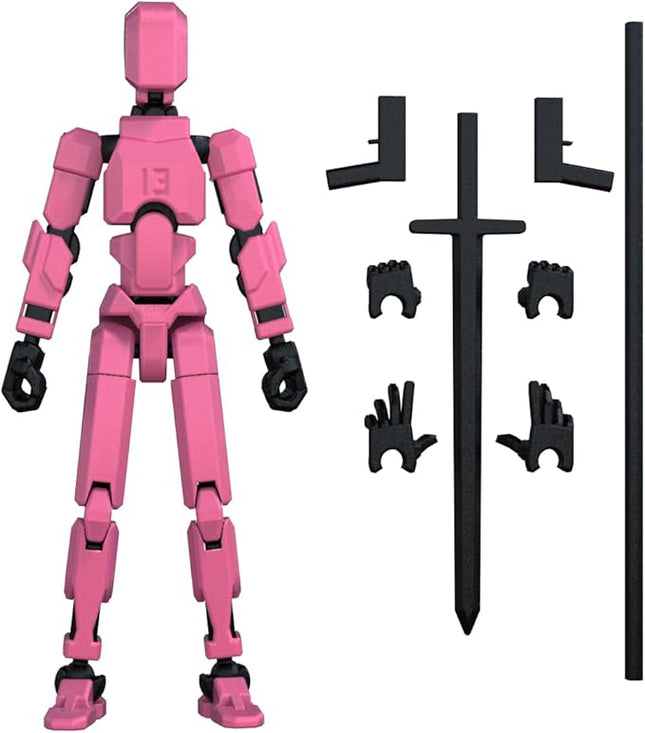 MerryXD T13 3D Action Figure,Assembly Completed Dummy Nova Titan Lucky 13 Action Figure 3D Printed Multi-Jointed Movable Toy Pink
