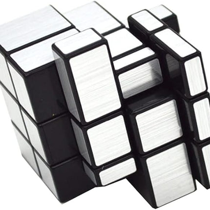 AI-YUN Speed Cube Set of 3 Pack, Mirror Cube Set of 2x2 3x3 Mirror and 3x3 Mirror Magic Tower Cube, Brian Teasers Puzzle Toys, Silver Sticker