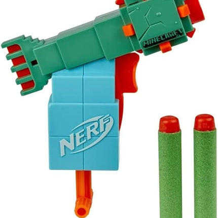 Nerf MicroShots Minecraft Guardian Mini Blaster, Minecraft Guardian Mob Design, Includes 2 Official Nerf Elite Darts, Multicolor