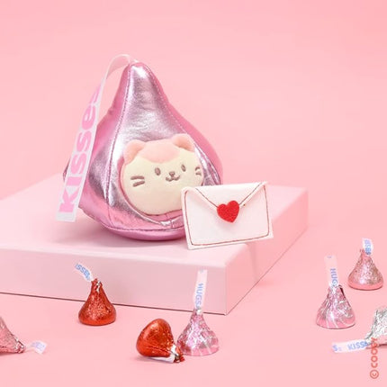 Anirollz Stuffed Animal Plush Toy - Official Hershey Kisses Chocolate Toy Blanket Outfitz Doll | Soft, Squishy, Warm, Cute, Comfort, Safe | Pillow with Kitty - Valentine's Day Gift 4" Kittiroll