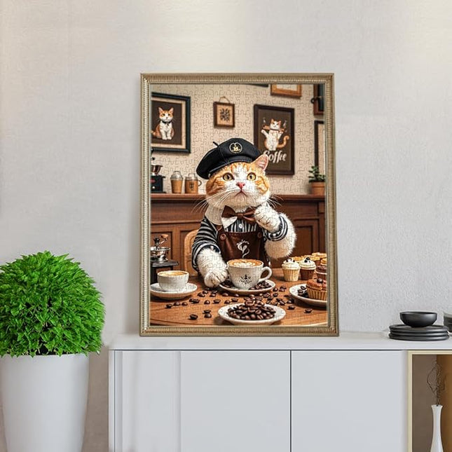 500 Pieces Jigsaw Puzzles for Adults and Teens and Kids Family Happy Gift Idea Cats Selfie (Cat Barista)