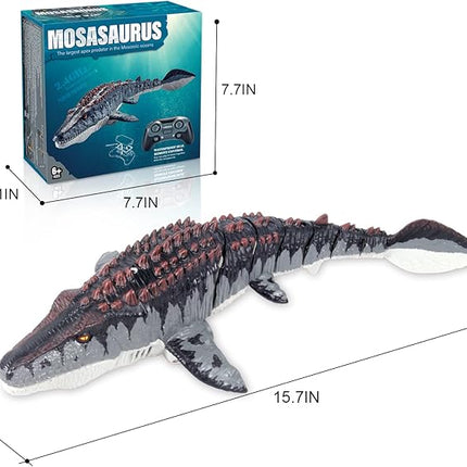Mosasaurus Dinosaur Toys, Upgrade Remote Control Water Toy, Pool Toys for Kids Ages 4-8, RC Dino with Light and Spray Water for Swimming Bath Lake Ocean Christmas Birthday Gift