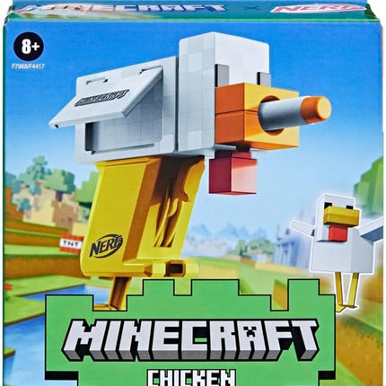 Nerf Microshots Minecraft Chicken Blaster, Includes 2 Nerf Elite Foam Darts